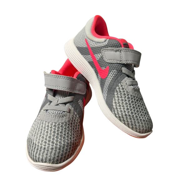Nike Revolution 4 TDV Toddler Shoes 9C Gray Pink Hook Loop Running Sneakers New - Picture 2 of 5